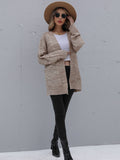 Solid Color Knitted Cardigan Sweater Aosig