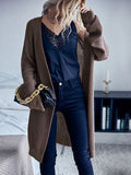 Solid Color Long Cardigan Sweater Jacket Aosig