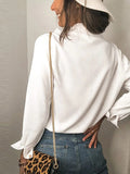 Solid Color Long Sleeve Shirt Aosig