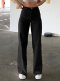 Solid Color Straight Casual Pants Aosig
