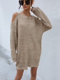 Solid color hollow off shoulder wool dress Aosig
