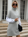 Solid high neck knitted dress Aosig
