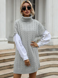 Solid high neck knitted dress Aosig