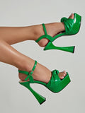 Square Toe Versatile Fashion High Heel Platform Sandals Aosig