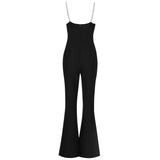Strappy Sleeveless Bell-Bottoms Bandage Jumpsuit Aosig