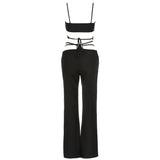 Strappy Sleeveless Hollow out Bandage Jumpsuit Aosig