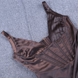 Strappy Sleeveless Striped Midi Bodycon Dress HI1217 Aosig