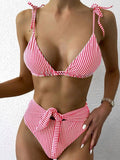 Striped Strappy Bikini Swimsuit Aosig