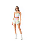 Tie-dye wrap chest camisole cropped slim shorts casual suit Aosig