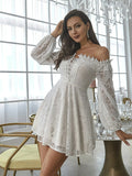 Tube Top Lace Embroidered Homecoming Dress