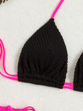 Halterneck Triangle Drawstring Bikini Set
