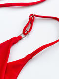 Padded Backless Bandage Snakeskin Printed Halter-Neck Bikini Swimsuit