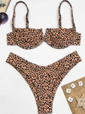 Underwired Leopard Three Pieces Bikini Set