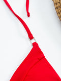 Padded Backless Bandage Snakeskin Printed Halter-Neck Bikini Swimsuit