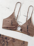Halterneck Triangle Three Pieces Bikini Set