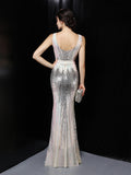 long  illusion Sequin party evening dress Aosig
