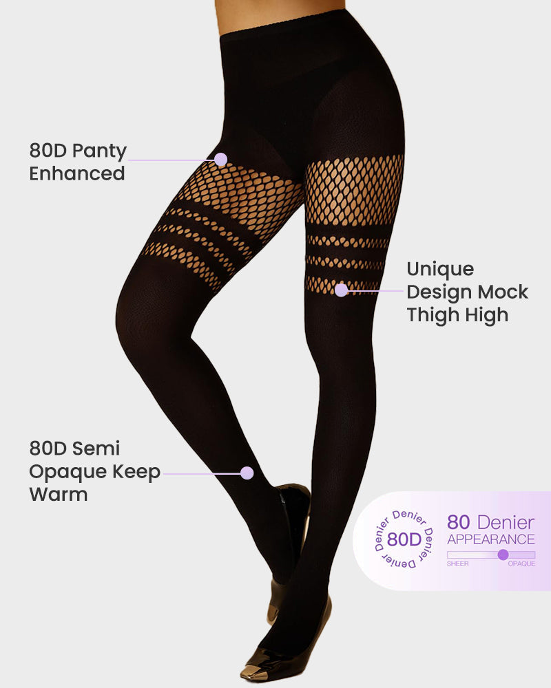 Mock Thigh High Stockings For Women Fishnet Tights Suspender Pantyhose  (bundle sale)