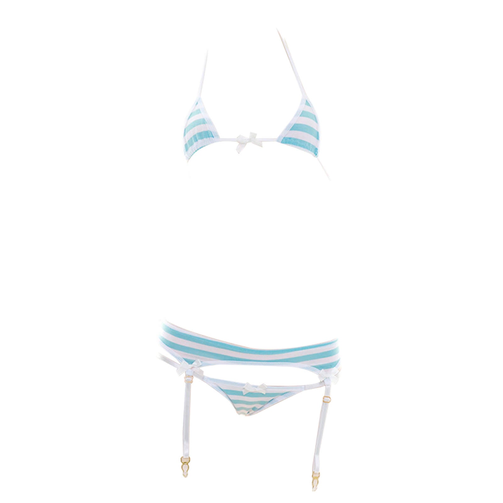 Anime Lingerie Cute Striped Micro Bikini Cosplay Bra and Panty Set
