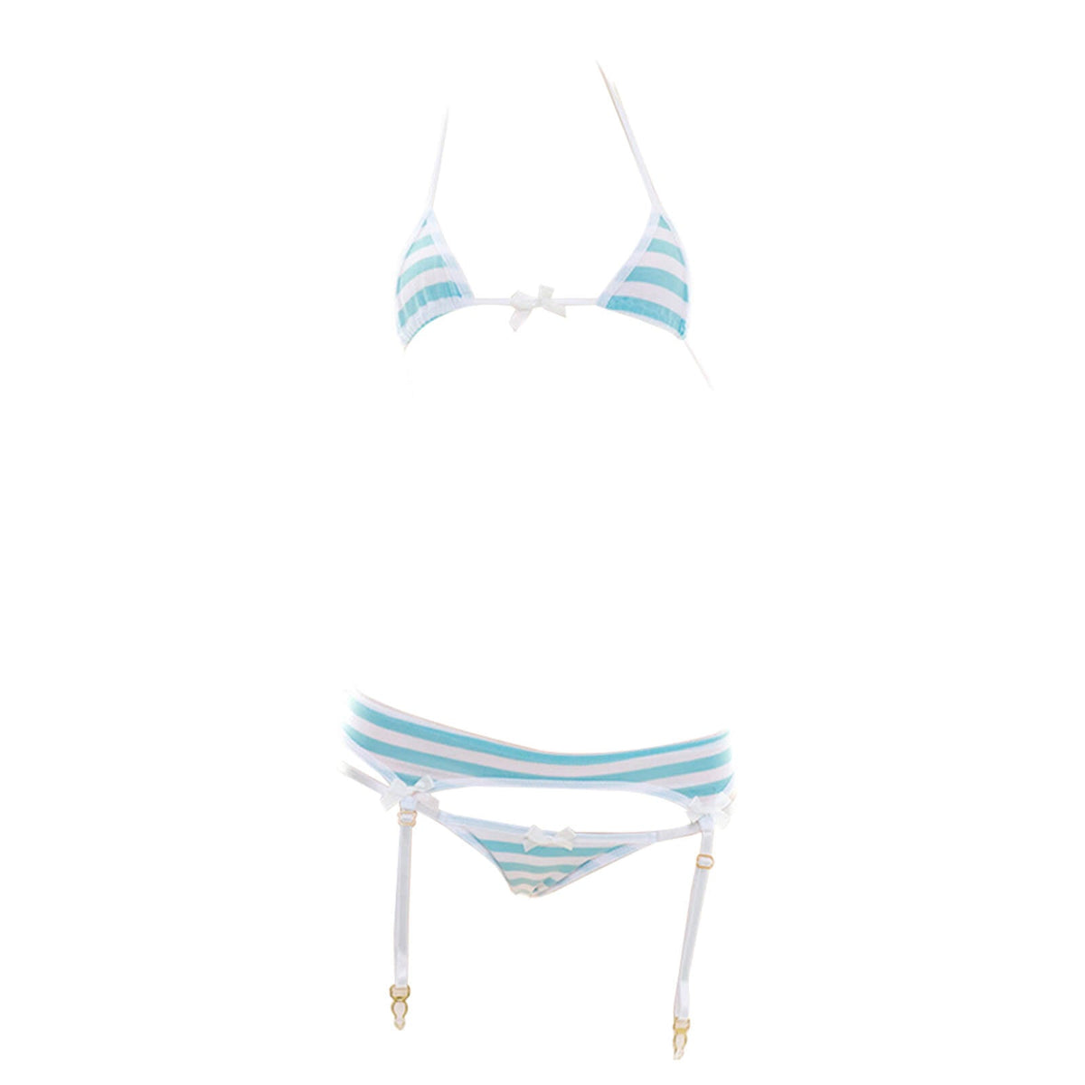 Anime Lingerie Cute Striped Micro Bikini Cosplay Bra and Panty Set