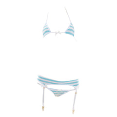 Anime Lingerie Cute Striped Micro Bikini Cosplay Bra and Panty Set