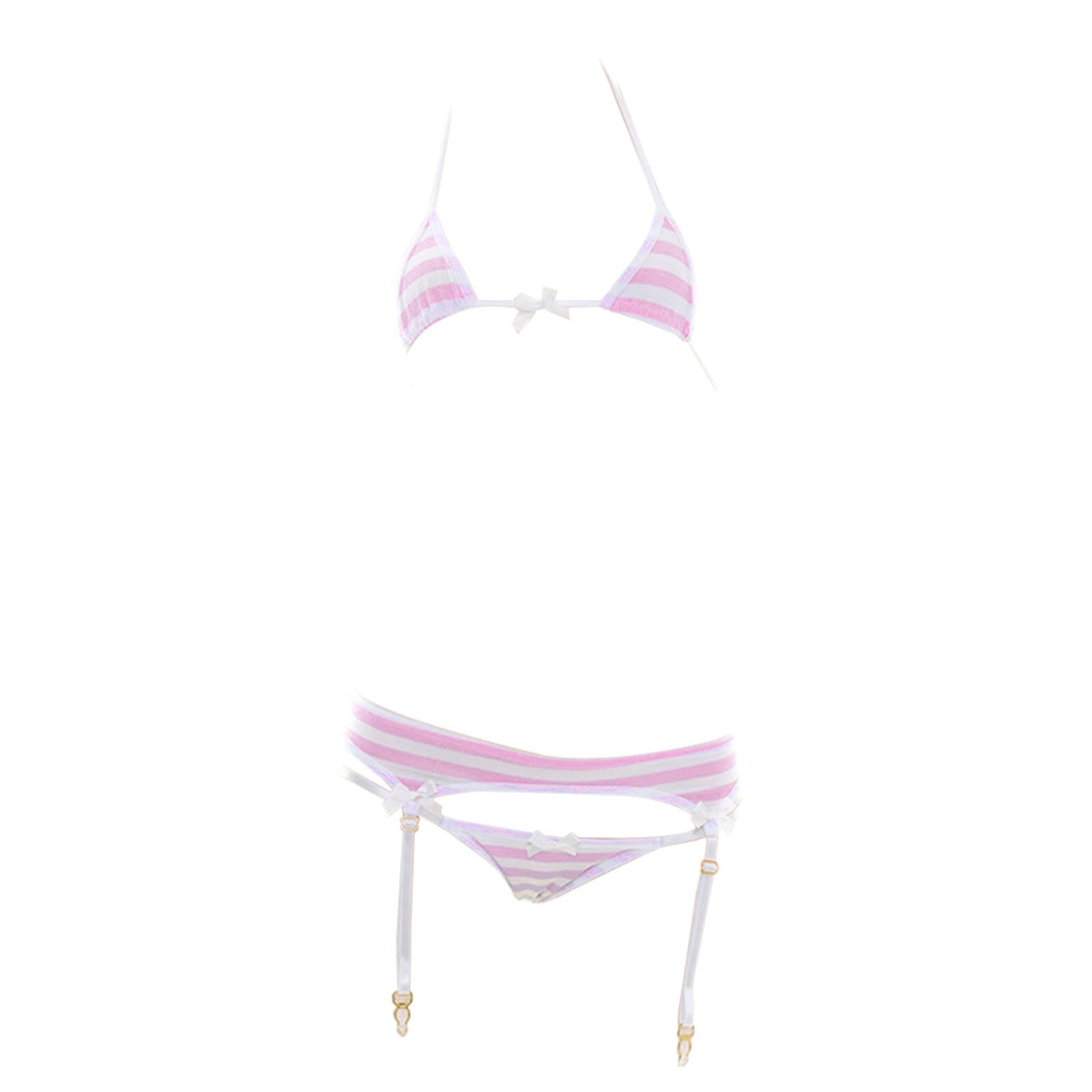 Anime Lingerie Cute Striped Micro Bikini Cosplay Bra and Panty Set