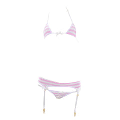 Anime Lingerie Cute Striped Micro Bikini Cosplay Bra and Panty Set