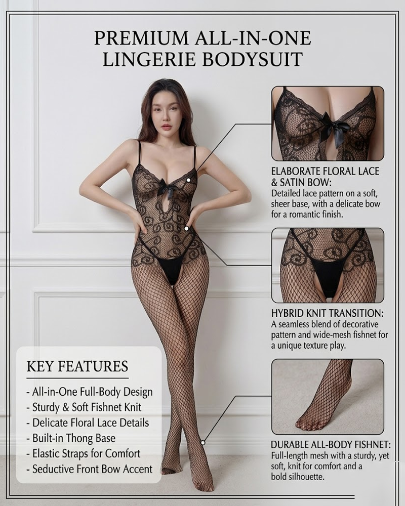 Sheer Open-Crotch Bodystocking