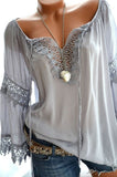 Lace Panel Rollable Long Sleeve Shirts