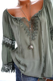 Lace Panel Rollable Long Sleeve Shirts