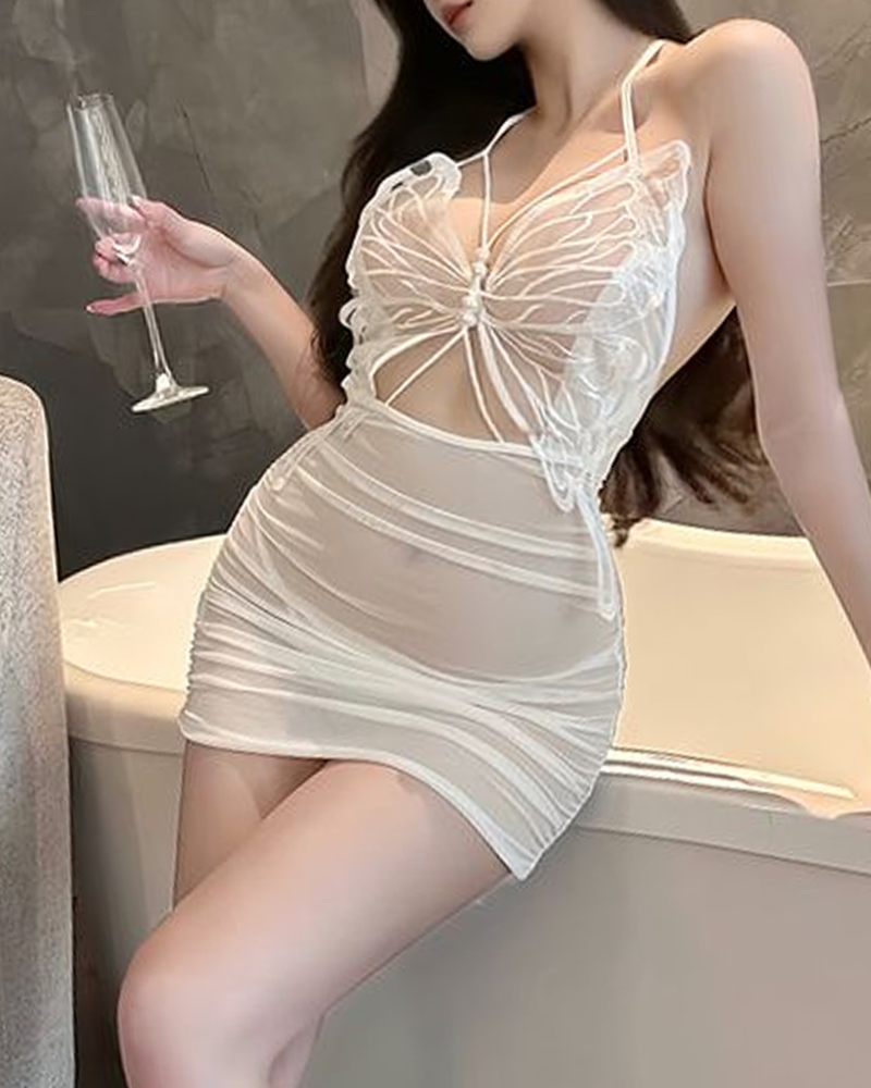 Sheer Beaded Butterfly Bodycon Nightgowns