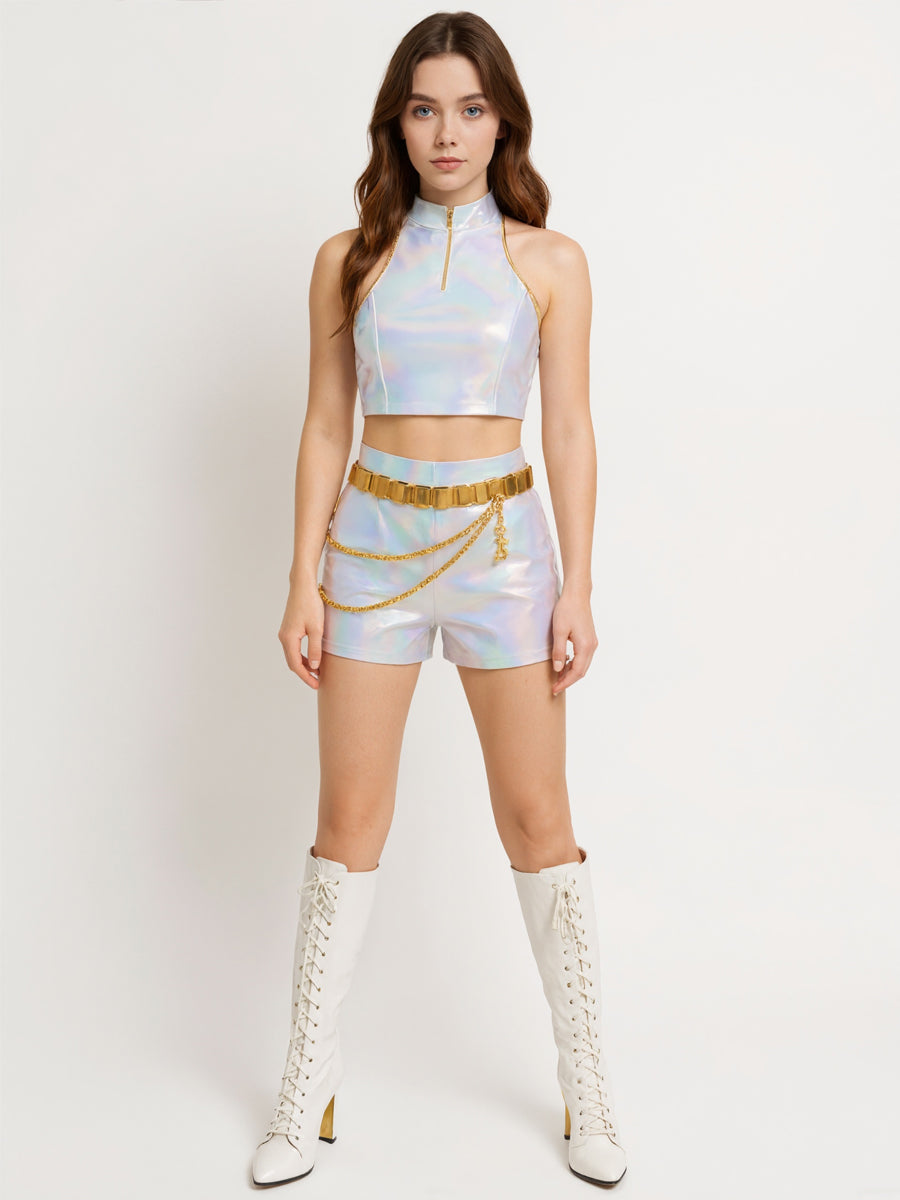 PU Leather POP Star White Costume