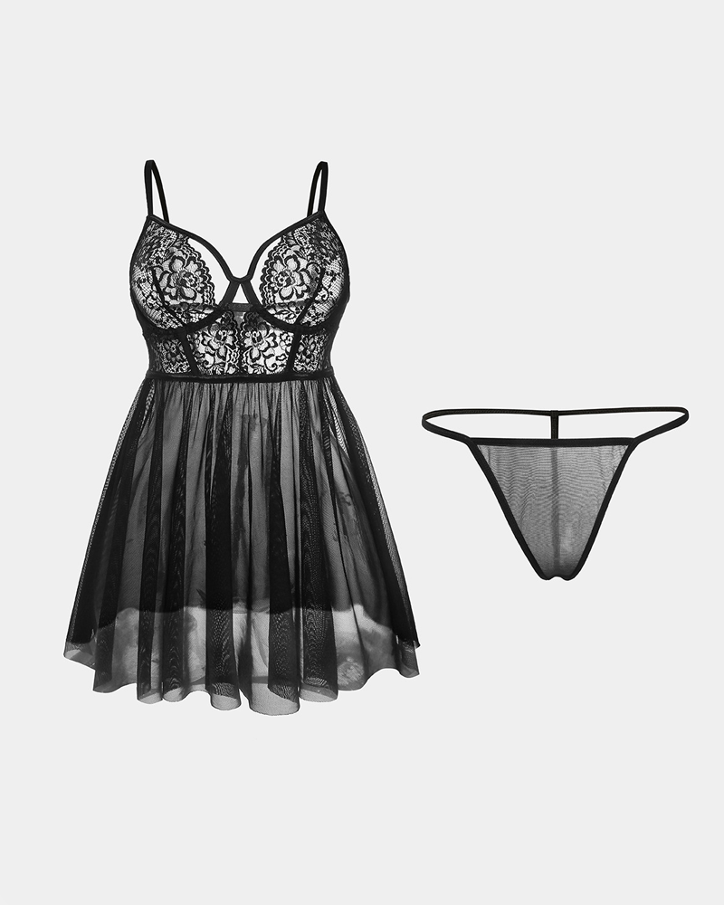 Ultra-Thin Lace Mesh Lingerie