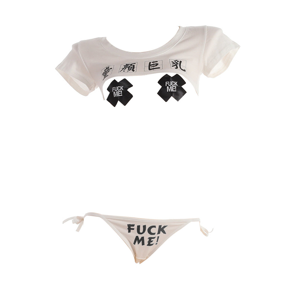 Japanese Anime Lingerie Bikini Set Crop Top Cheeky Cosplay Costume