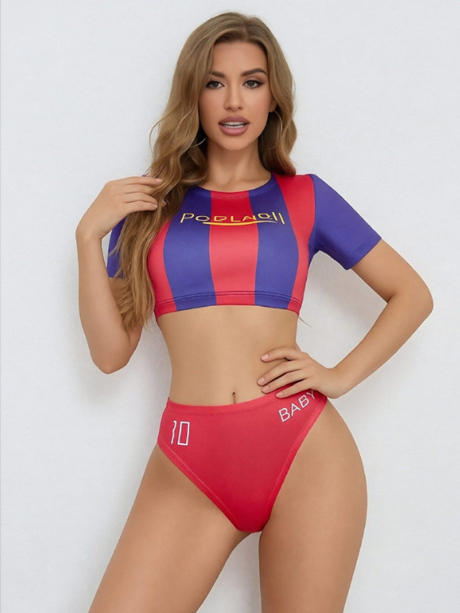 Striped Football Fan Lingerie Set