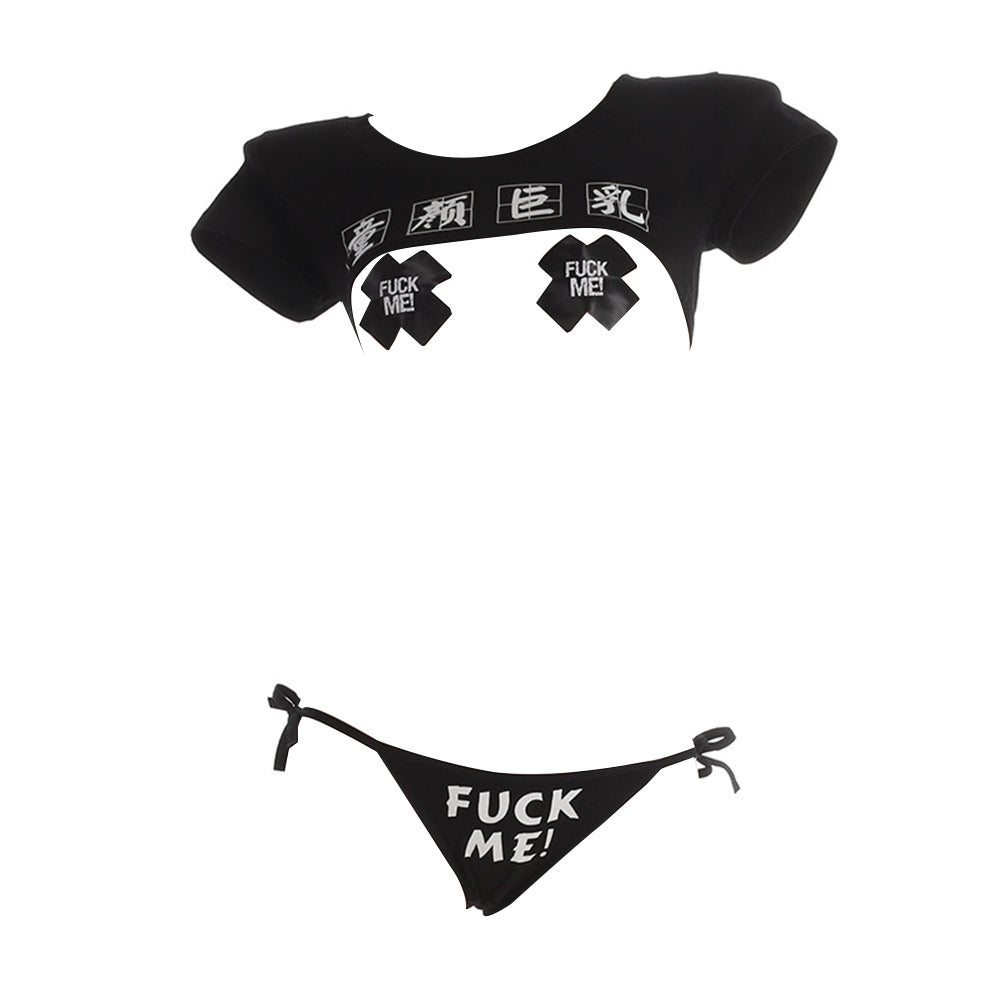 Japanese Anime Lingerie Bikini Set Crop Top Cheeky Cosplay Costume