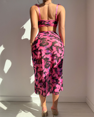 Printed Mesh Lingerie Set