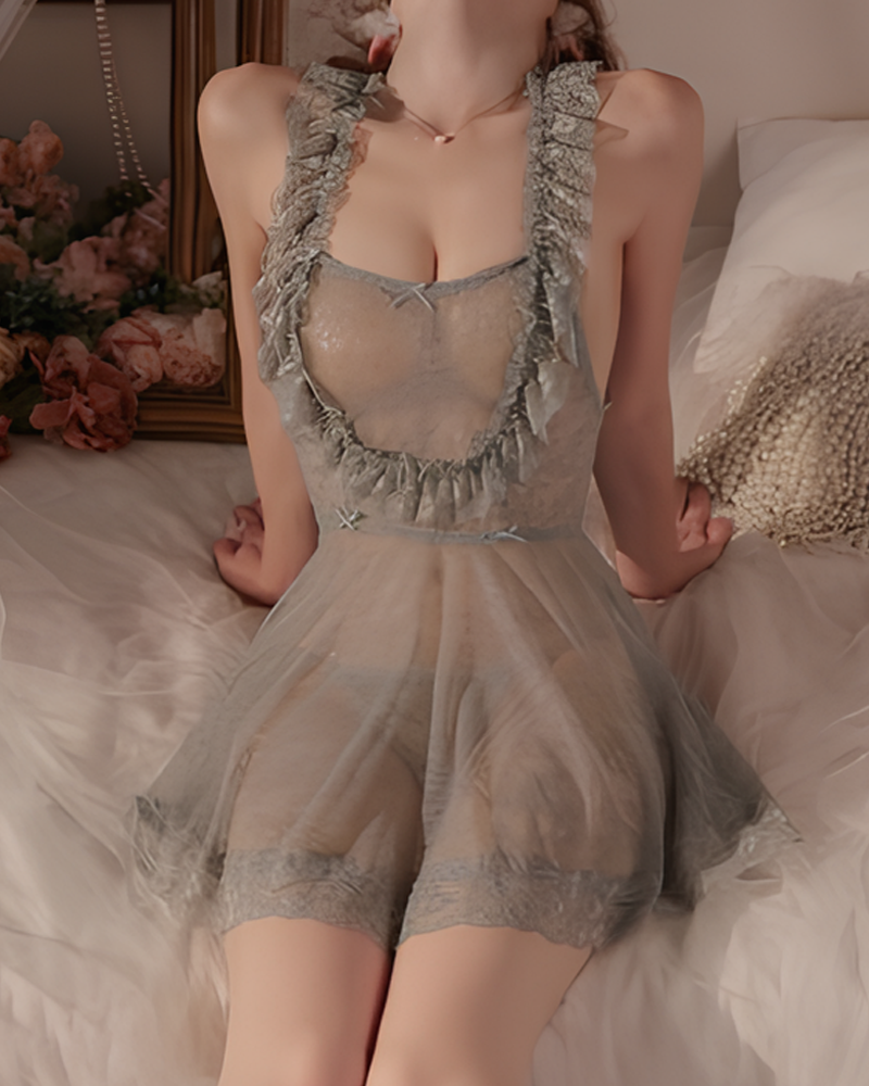 Lace Back Slit Nightgowns with Open-Back Design