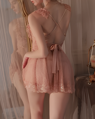 Lace Back Slit Nightgowns with Open-Back Design