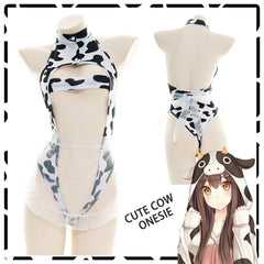 Cow Print Maid Anime Lingerie Lolita Japanese Hollow Out Cosplay Costume