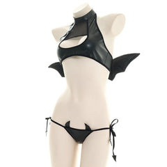 Hell Rider Succubus Lingerie Devil Latex Black Cosplay Costume