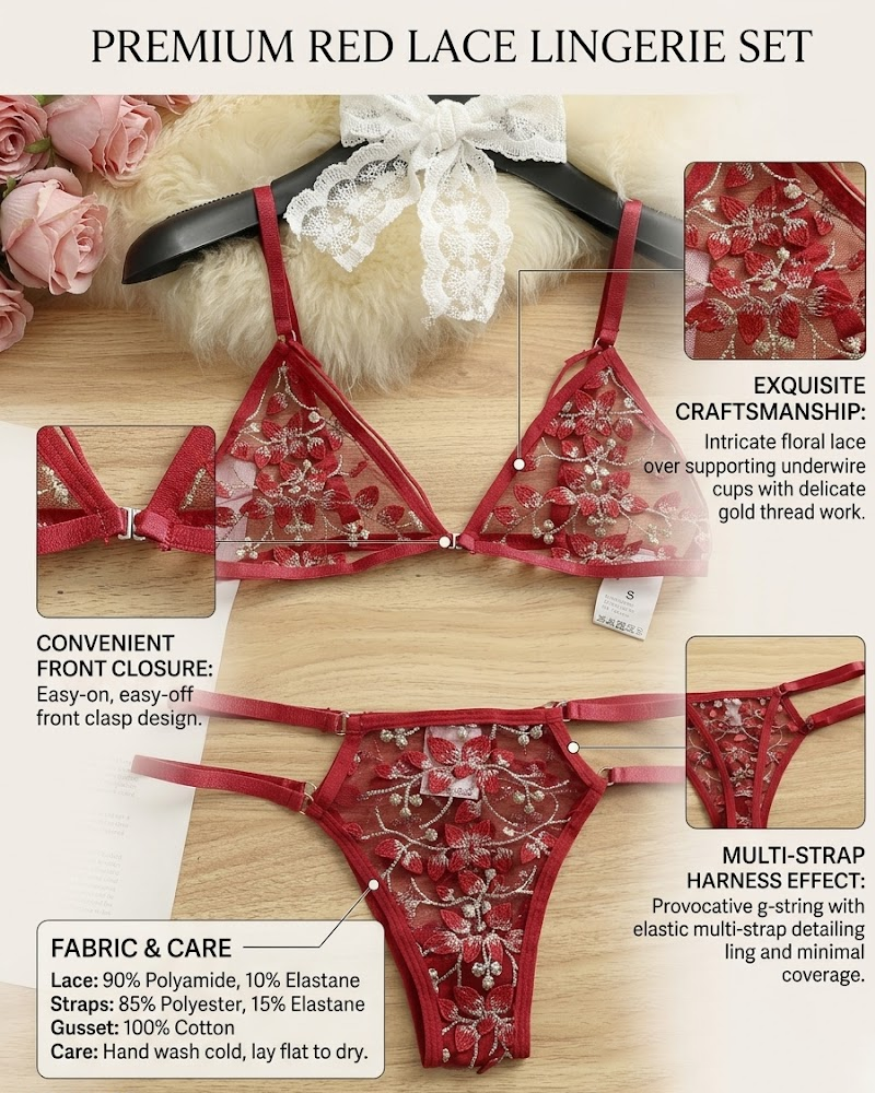 3D Floral Embroidery Bra Set