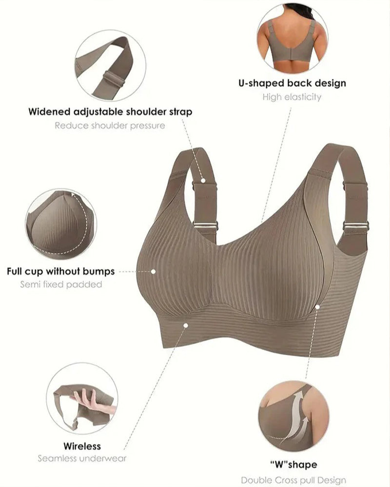 Women's Solid Color Four-Row Adjustable Wire-Free Comfortable bra