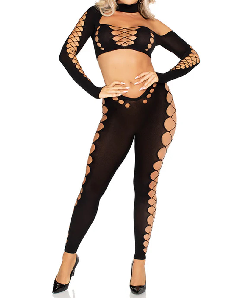 Seamless Cutout Crop Top and Leggings Set
