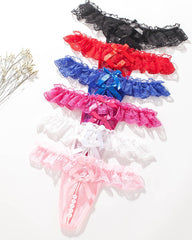 Lace Crotchless Massage Pearl Thong