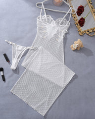 Lace Long See-Through Suspender Dress Set