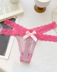 Colorblock Lace Low-Rise See-Through Mesh Thong