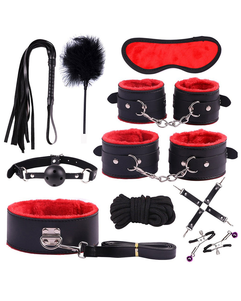 Plush Leather Bondage 10-Piece Set