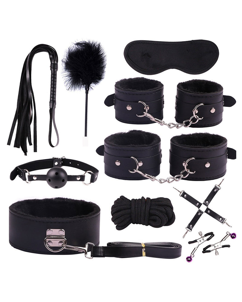 Plush Leather Bondage 10-Piece Set
