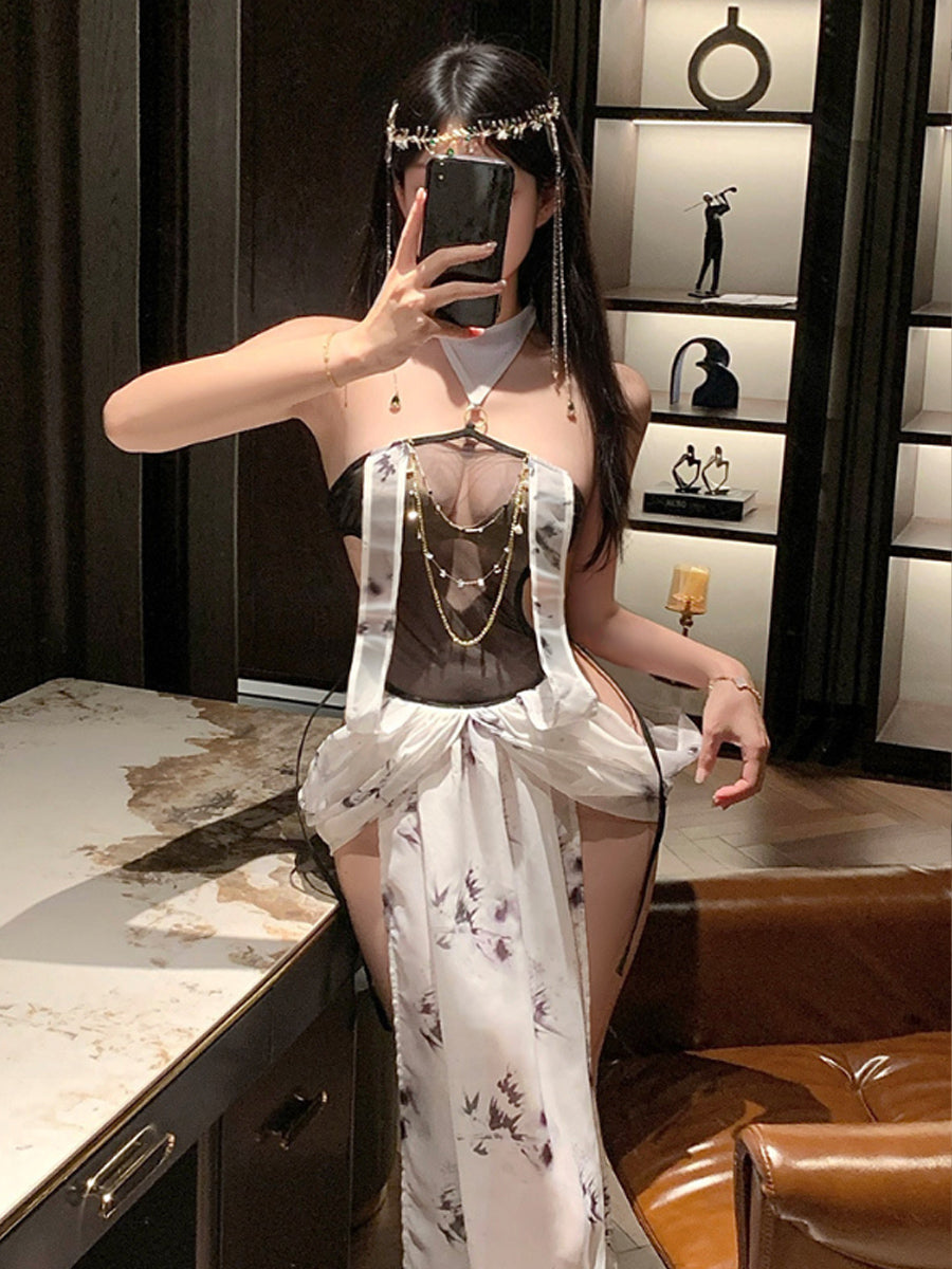 Vintage Chiffon Draped Lingerie Dress