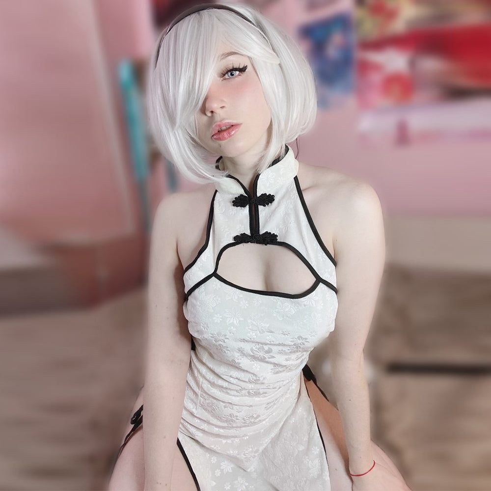 Chinese Split Cheongsam Dress Hot Hollow Out Qipao Lingerie for Women